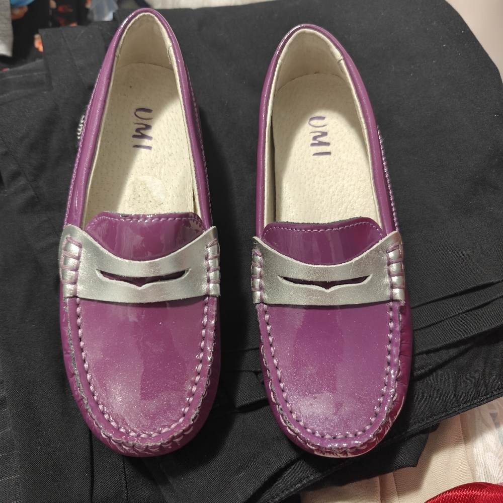 Purple and silver Loafers